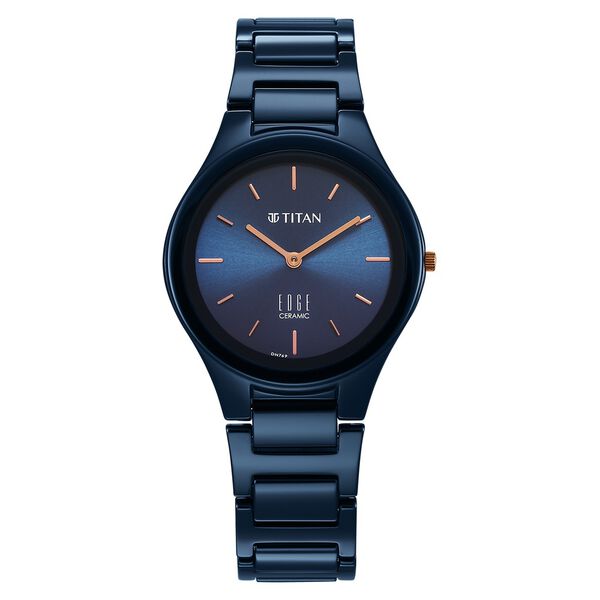 Titan Edge Ceramic Quartz in Atlantic Blue Dial Watch for Women - image number 0