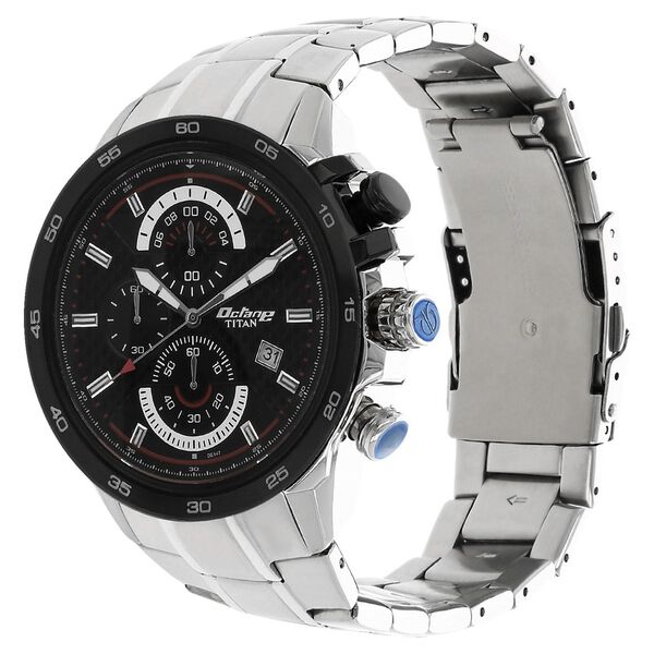 Titan Quartz Chronograph Black Dial Stainless Steel Strap Watch for Men - image number 1