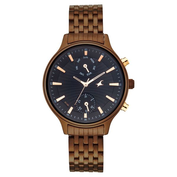 Fastrack Ruffles Quartz Multifunction Black Dial Stainless Steel Strap Watch for Girls - image number 2