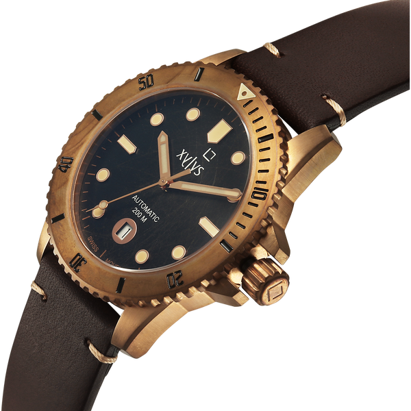Xylys Swiss Automatic Brown Dial Brown Leather Strap Watch For Men - image number 4