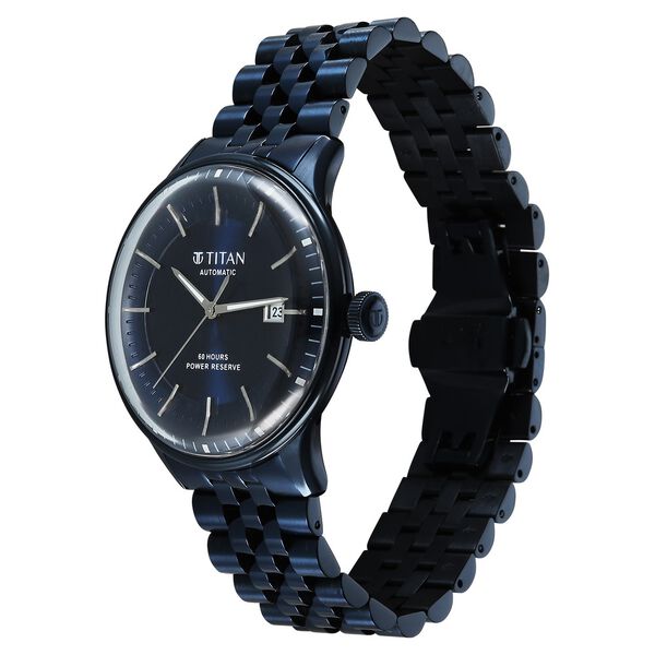 Titan Weekender 60 Hours Power Reserve Concealed Automatic Analog Blue Dial Blue Stainless Steel Strap Watch for Men - image number 4