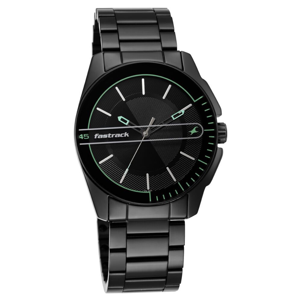 Buy Online Fastrack Wear Your Look Quartz Analog Black Dial Metal Strap Watch for Guys ns3089nm03 Titan