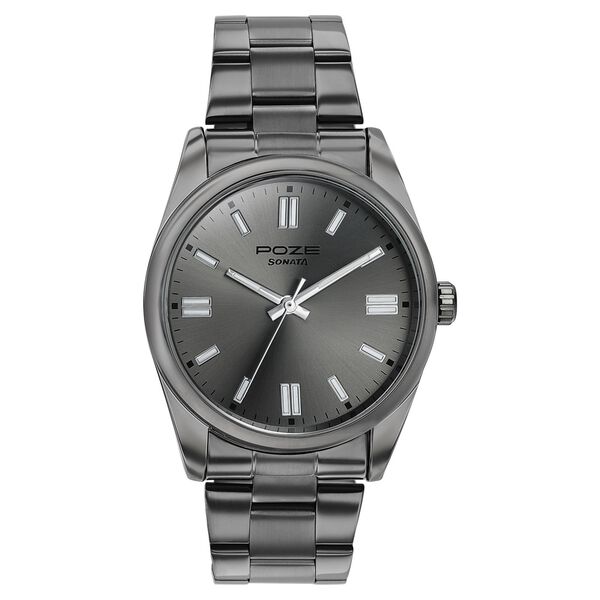 Sonata Poze Quartz Analog Grey Dial Grey Stainless Steel Strap Watch For Men - image number 1
