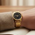 Titan Karishma Quartz Analog Black Dial Golden Stainless Steel Strap Watch For Men - image number 7