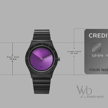 Vyb Arcane By Fastrack Quartz Analog Purple Dial Black Stainless Steel Strap Watch For Guys
