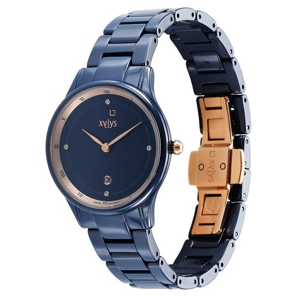 Xylys Swiss Analog with Date Blue Ceramic Strap and Dial Watch For Women - image number 2