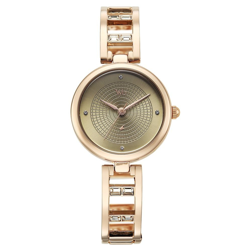 Vyb Seeker By Fastrack Quartz Analog Green Dial Rose Gold Metal Strap Watch For Girls-picture-10