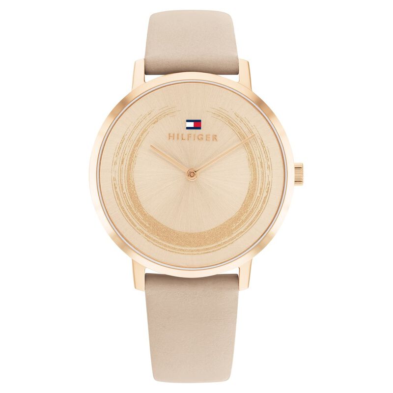 Tommy Hilfiger Quartz Multifunction Rose Gold Dial Leather Strap Watch for Women - image number 0