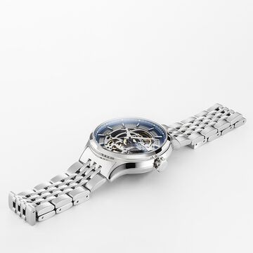 Roamer Competence Skeleton IV Quartz Analog Blue Dial Silver Stainless Steel Strap Watch For Men