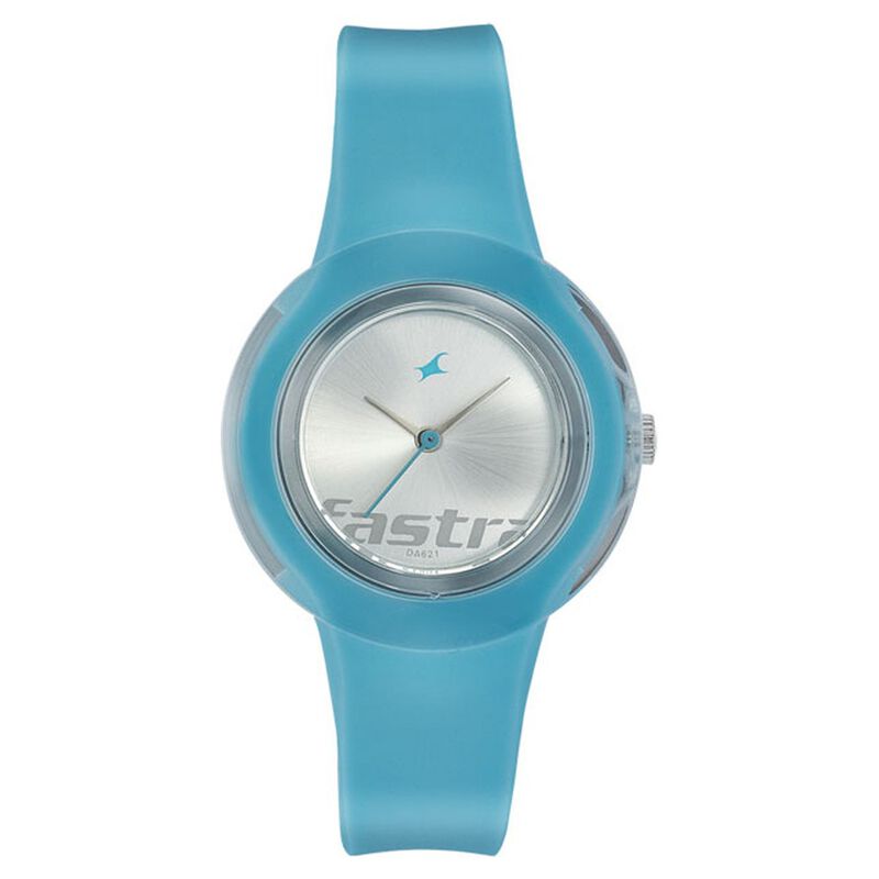Fastrack Quartz Analog Silver Dial Plastic Strap Watch for Girls