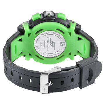SF Quartz Analog Digital Black Dial PU Strap Watch for Men