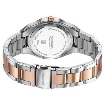 Sonata Jashn Quartz Analog White Dial Two Toned Metal Strap Watch For Women