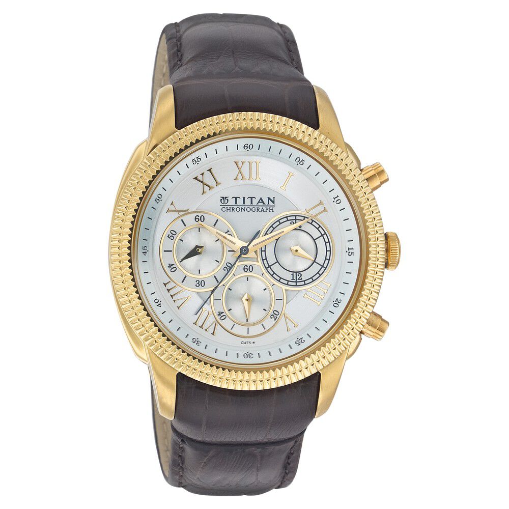 Buy Online Titan Quartz Chronograph White Dial Watch for Men ne1489yl03 Titan