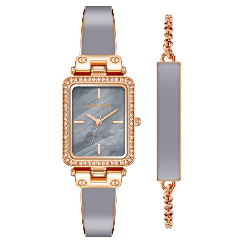 Anne Klein Quartz Analog Grey Dial Rose Gold Stainless Steel Strap Watch For Women