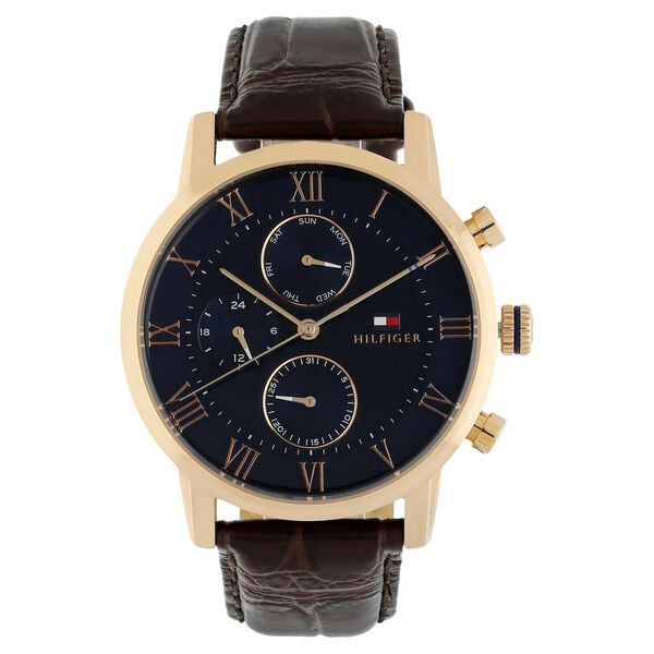 Tommy Hilfiger Quartz Multifunction Blue Dial Leather Strap Watch for Men - image number 0