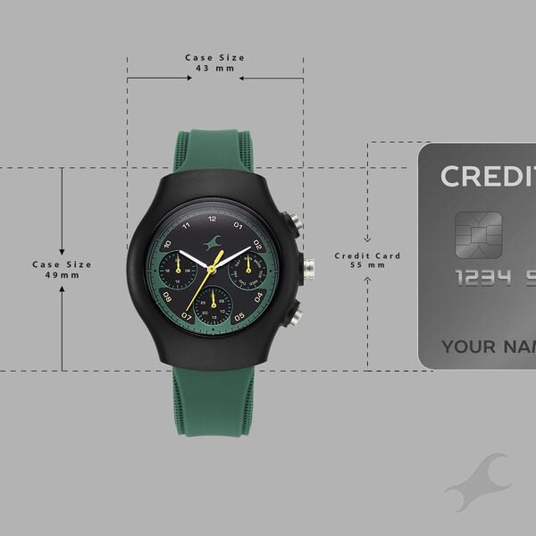 Fastrack Hype Multifunction with Black dial Green Silicon Strap watch for Guys - image number 3