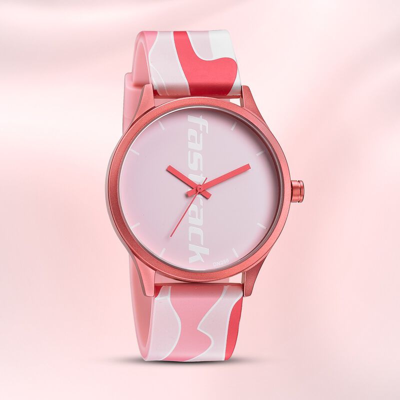 Fastrack Topicals Quartz Analog Pink Dial Silicone Strap Unisex Watch