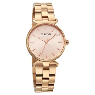 Titan Workday Edit Quartz Analog Pink Dial Rose Gold Stainless Steel Strap Watch For Women
