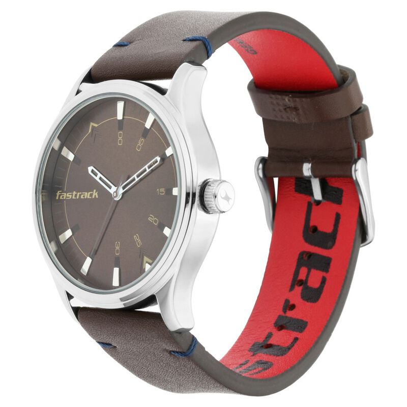 Fastrack I Love Me Quartz Analog Brown Dial Leather Strap Watch for Guys - image number 2