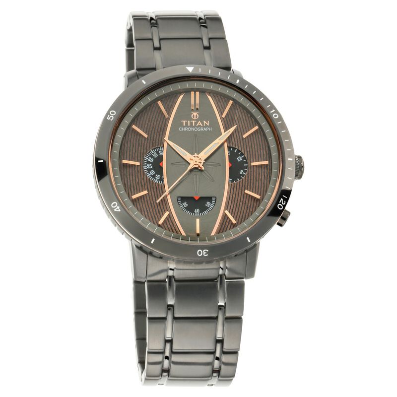 Titan Maritime Anthracite Dial Chronograph Stainless Steel Strap watch for Men