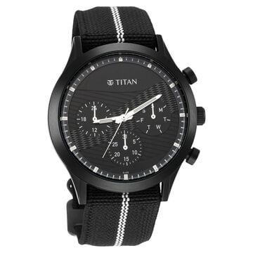 Titan Athleisure Black Dial Quartz Multifunction Nylon Strap watch for Men