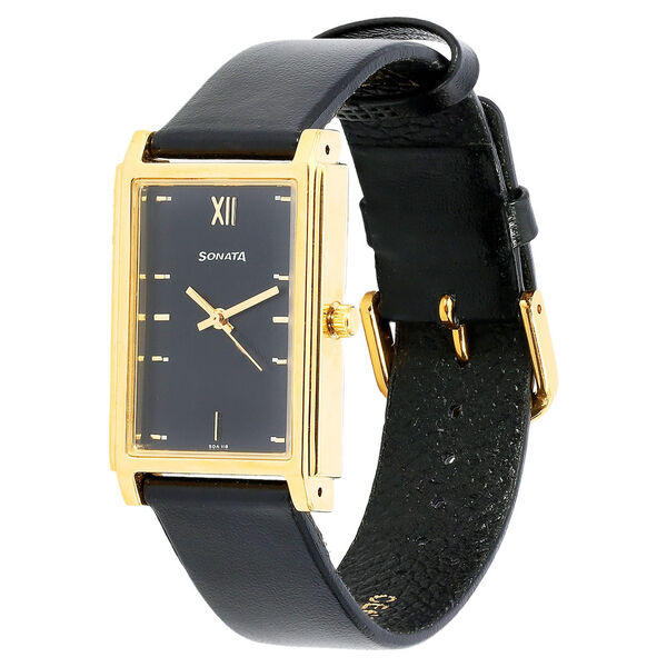 Sonata Quartz Analog Black Dial Leather Strap Watch for Men - image number 1