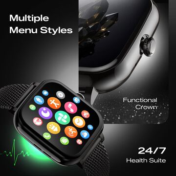Fastrack Noir Rizz Women Smartwatch with 1.72" inch HD Display, Womens Health, Functional Crown, Additional Silicone Strap