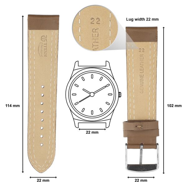 22 mm Brown Genuine Leather Straps for Men - image number 1