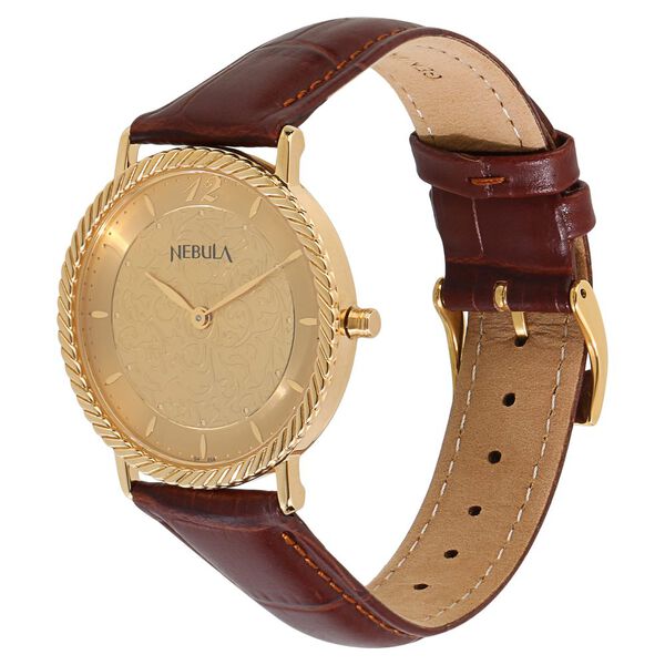 Titan Nebula Vintage 18k Gold Analog Leather Strap Watch for Men - image number 1