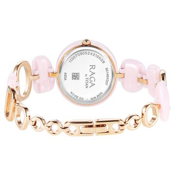 Titan Raga Ceramics Quartz Analog Pink Dial Metal & Ceramic Strap Watch For Women