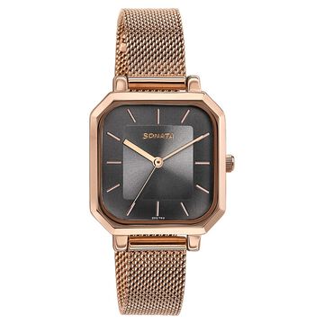 Sonata Modern Edit Quartz Analog Grey Dial Stainless Steel Strap Watch For Women
