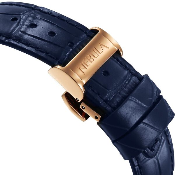 Titan Nebula Lustre 18 Karat Gold Quartz Analog with Date Blue Dial Blue Leather Strap Watch For Men - image number 4