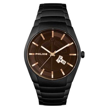 Police Quartz Analog Black Dial Metal Strap Watch for Men