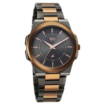 Vyb Nimbus By Fastrack Quartz Analog Grey Dial Two Toned Stainless Steel Strap Watch For Guys