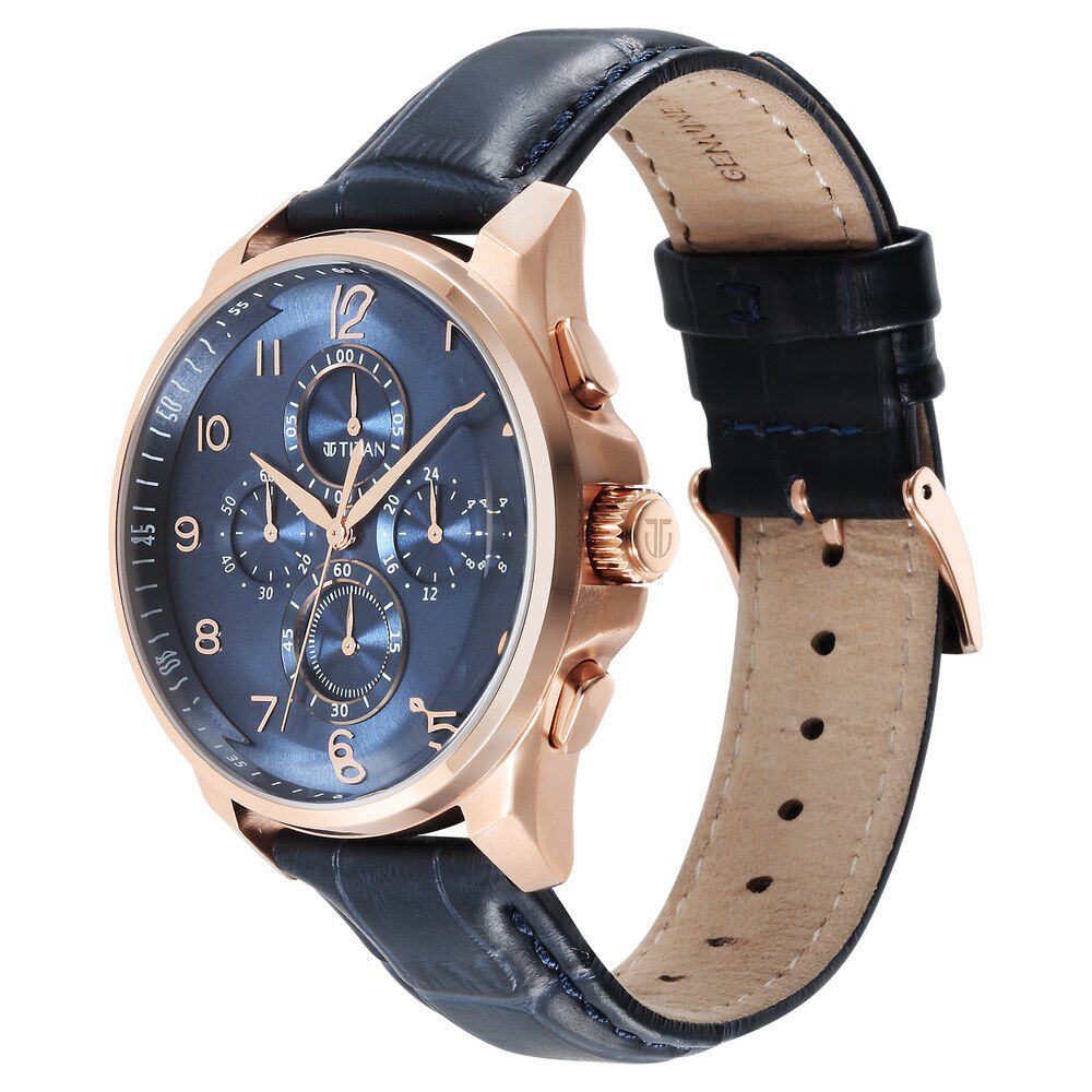 Titan blue dial chronograph watch on sale