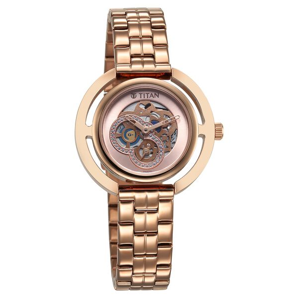 Titan Purple Abstract Quartz Analog Rose Gold Stainless Steel Strap for Women - image number 1