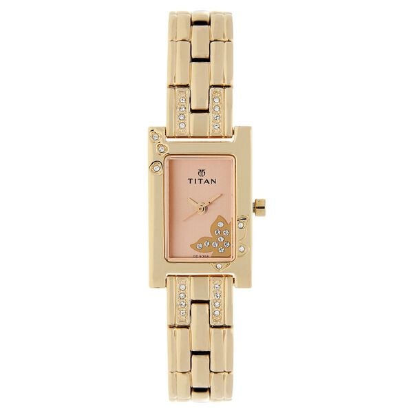 Titan Purple Rose Gold Dial Analog Metal Strap Watch for Women - image number 0