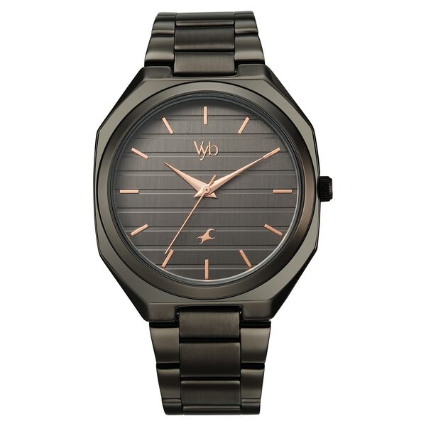 Vyb Horizon By Fastrack Quartz Analog Grey Dial Grey Stainless Steel Strap Watch For Guys - image number 1