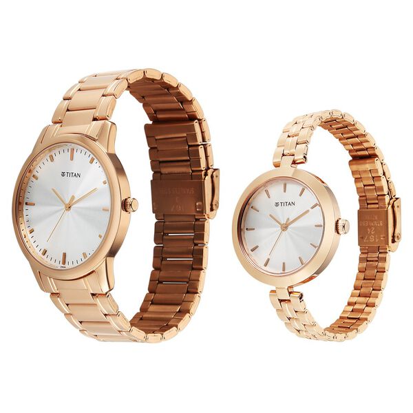Titan Bandhan Eternal Pair Analog with Silver Dial Rose Gold Stainless Steel Strap Watch for Couples - image number 2