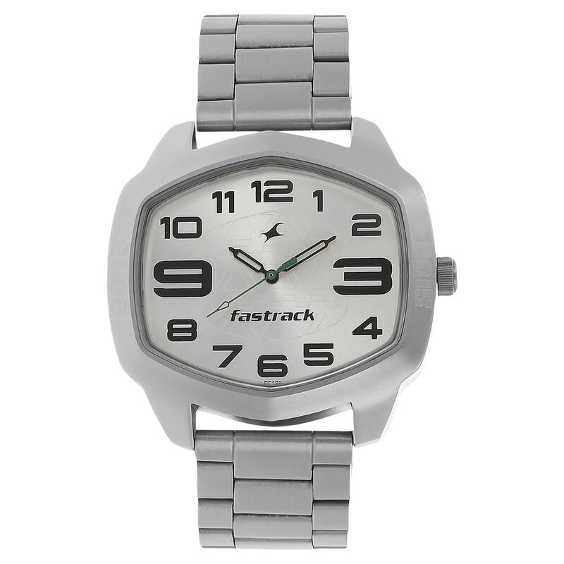 Fastrack Quartz Analog Silver Dial Stainless Steel Strap Watch for Guys