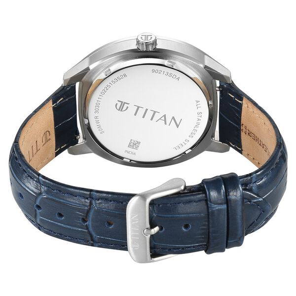 Titan Regalia Arc Analog with Day Date Second Subdial and Blue Dial Blue Leather Strap Watch for Men - image number 6