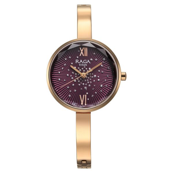 Titan Raga Showstopper Quartz Analog Purple Dial Metal Strap Watch for Women - image number 0