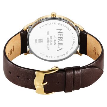 Titan Nebula Lustre 18k Gold Analog Leather Strap Watch for Men