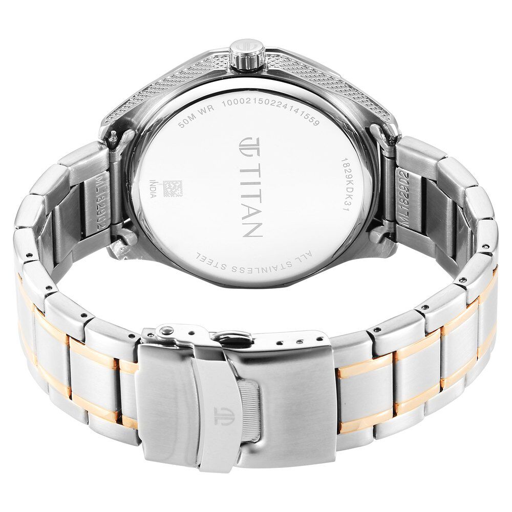 Buy Online Titan Regalia Opulent Quartz Analog with Date Green Dial With Two Toned Stainless Steel Strap Watch For Men 1829km06 Titan