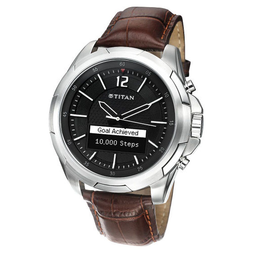 Buy Online Titan Ana Digi Black Dial Quartz Leather Strap Watch for Men 90055sl01 Titan