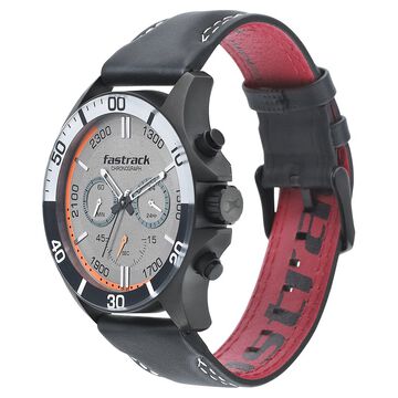 Fastrack Hitlist Quartz Chronograph Grey Dial Leather Strap Watch for Guys