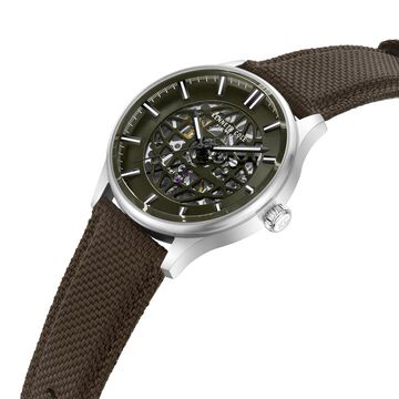 Kenneth Cole Automatic Automatic Green Dial Brown Nylon Strap Watch For Men