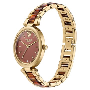 Sonata Poze Quartz Analog Brown Dial Bimetal Strap Watch For Women