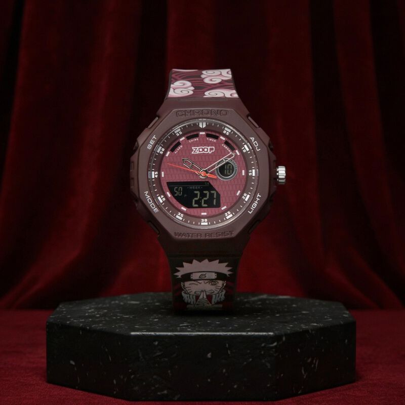 Zoop Naruto Ana-Digi Watch with Maroon Case and Maroon and Maroon Multi Color Strap for Kids and Anime lovers, By Titan