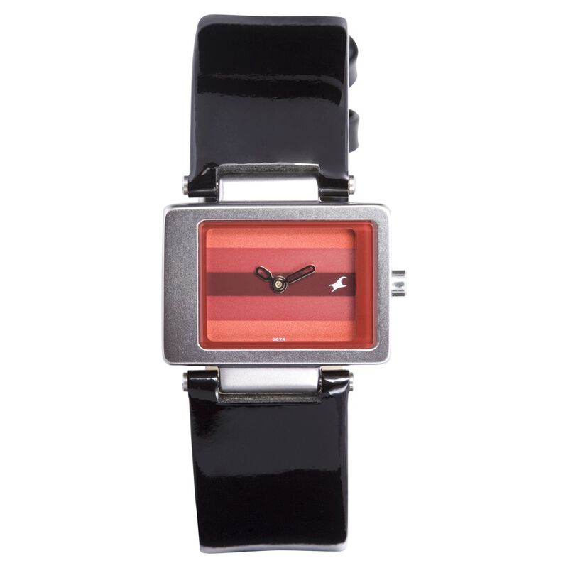 Fastrack Quartz Analog Red Dial Leather Strap Watch for Girls